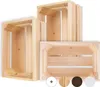 Three wooden crates are stacked and arranged in a studio setting against a white background. Produktbild-Vorschau
