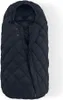 A dark blue quilted footmuff for a stroller, shown from a top-down perspective. Produktbild-Vorschau
