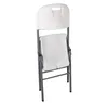 A white folding chair with a gray metal frame is shown against a white background. Produktbild-Vorschau