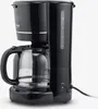 A black drip coffee maker with a glass carafe against a white background. Produktbild-Vorschau