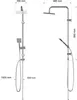 Technical drawings of two shower systems with dimensions indicated. Produktbild-Vorschau