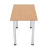 A simple table with a light brown top and four silver legs with black feet, isolated on a white background. Produktbild-Vorschau