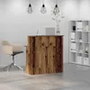 A reception desk with a chair and shelving unit in an office setting. Anteprima dell’immagine prodotto