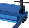 A close-up view of a blue metal sheet bending machine with a black handle. Náhled obrázku produktu