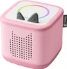A pink Toniebox starter set with cat ears and a rainbow light ring. Produktbild-Vorschau