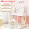 COSTWAY Schminktisch-Set für Kinder mit beleuchtetem Produktbild-Vorschau 7