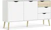 CALICOSY - Buffet 2 portes, 3 tiroirs blanc etReproduction Voir les images du produit 3