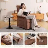 A woman reading in a brown recliner, with lifestyle shots of the chair's features below. Anteprima dell’immagine prodotto