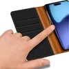 A hand is shown interacting with a phone case that is open, revealing the phone inside. Produktbild-Vorschau
