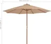vidaXL Sonnenschirm mit Holz-Mast 300 cm Taupe Produktbild-Vorschau 6