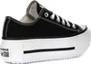 A side view of a black Converse All Star Lift Double Stack sneaker with a white platform sole. Voir les images du produit