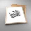 Gerahmtes Poster - Rahmen in heller Eiche - Nashorn Porträt Produktbild-Vorschau 3