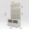 A hallway furniture set with a padded back panel, coat hooks, and a bench with storage compartments. Náhled obrázku produktu