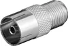 A close-up studio shot of a single coaxial adapter. Náhľad obrázku produktu