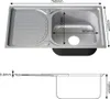 Top and side view diagrams of a stainless steel kitchen sink with dimensions indicated. Produktbild-Vorschau