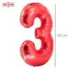 Folienballon 100cm Zahl 3 matt rot Produktbild-Vorschau 3