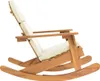A wooden Adirondack rocking chair with beige cushions, shown from the side against a white background. Voir les images du produit