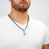 SERASAR | Collana in pelle da uomo [Anchor] con acciaio Anteprima dell’immagine prodotto 3