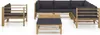 vidaXL 8-tlg. Garten-Lounge-Set mit Dunkelgrauen Kissen Produktbild-Vorschau 1