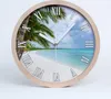Holzuhr 25fi cm wanduhr - weiße Spitzen - tropischer Strand Produktbild-Vorschau 1