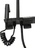 Close-up of a black shower system component with coiled and straight cables attached. Náhled obrázku produktu