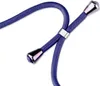 A close-up shot of a blue lanyard with silver metal accents, against a white background. Produktbild-Vorschau