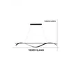 A diagram showing a modern LED pendant light with dimensions indicated. Produktbild-Vorschau