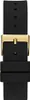 A close-up view of a black watch strap with a gold buckle. Podgląd zdjęcia produktu
