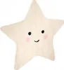 A close-up of a beige star-shaped pillow with a cute face. Náhled obrázku produktu