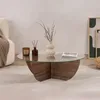 Glas-Couchtisch "Liya" 90 x 90 x 30 cm - Nussbaum Produktbild-Vorschau 2