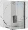 A modern shower enclosure with a marble-effect wall and a towel hanging on a rack. Anteprima dell’immagine prodotto