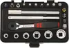 A tool kit with various sockets and bits laid out in a black case. Produktbild-Vorschau