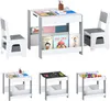 Dětský stůl COSTWAY se 2 židlemi, dřevěná dětská sedací Náhled obrázku produktu 1