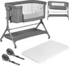 A baby bassinet and its accessories are displayed on a white background. Produktbild-Vorschau