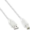 InLine USB 2.0 Kabel, A an B, transparent, 2m, 2 m, USB A, Produktbild-Vorschau 1