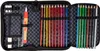 An open pencil case filled with colored pencils and other stationery items. Anteprima dell’immagine prodotto
