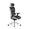 A black and white ergonomic office chair is shown from a side-angle against a white background. Voir les images du produit