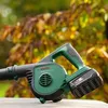 A Bosch leaf blower sits on a wooden surface with autumn foliage in the background. Produktbild-Vorschau
