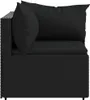 A black poly rattan corner sofa with cushions. Produktbild-Vorschau