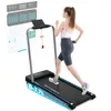 A woman is running on a treadmill, with digital displays showing workout data. Produktbild-Vorschau