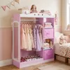 COSTWAY kinderkledingkast met spiegel, houten Productafbeelding-voorbeeld 9