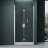 A modern shower enclosure with a rainfall showerhead and handheld shower. Produktbild-Vorschau
