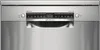 The front panel of a silver stainless steel dishwasher with its control panel visible. Voir les images du produit