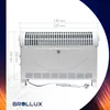 A white BROLLUX electric heater is shown with dimensions indicated by lines and text. Produktbild-Vorschau