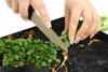 A person's hands are chopping green onions on a black marble cutting board with gold accents. Náhľad obrázku produktu