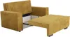 A mustard-yellow corduroy sofa with an open storage compartment and an extended ottoman. Náhled obrázku produktu