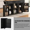 A kitchen island with storage and a close-up of its interior storage. Voir les images du produit