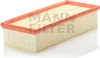 A rectangular air filter with a beige pleated filter medium and an orange plastic frame, set against a white background. Anteprima dell’immagine prodotto