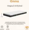 A product image of an Emma Original 18 Hybrid mattress with marketing text and icons. Produktbild-Vorschau