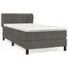 vidaXL Boxspringbett mit Matratze Dunkelgrau 90x200 cm Samt Produktbild-Vorschau 1